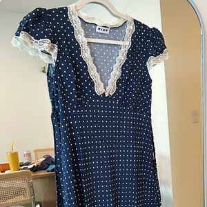 Rixo clarice dress blue polka dot